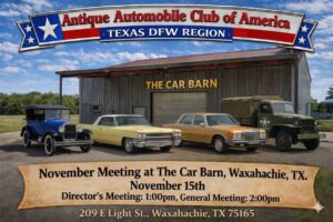 AACA Texas DFW Region November Monthly Meeting